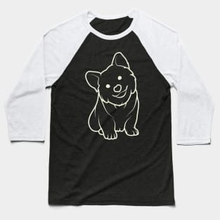 Cute Corgi Puppy Lineart Baseball T-Shirt